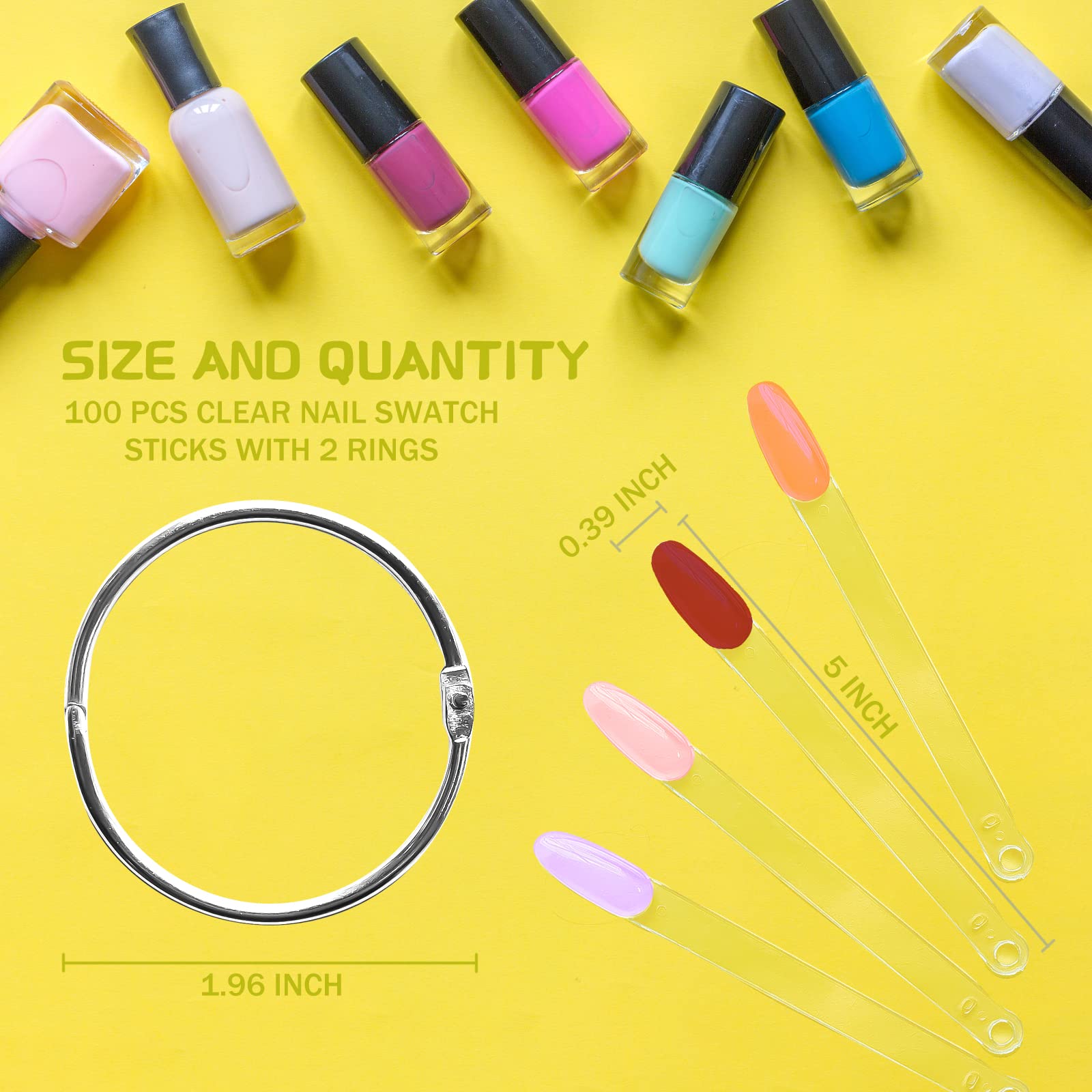 Fan shaped transparent nail polish display sticks for color sampling