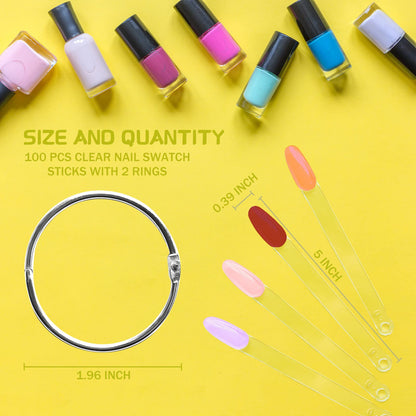 Fan shaped transparent nail polish display sticks for color sampling
