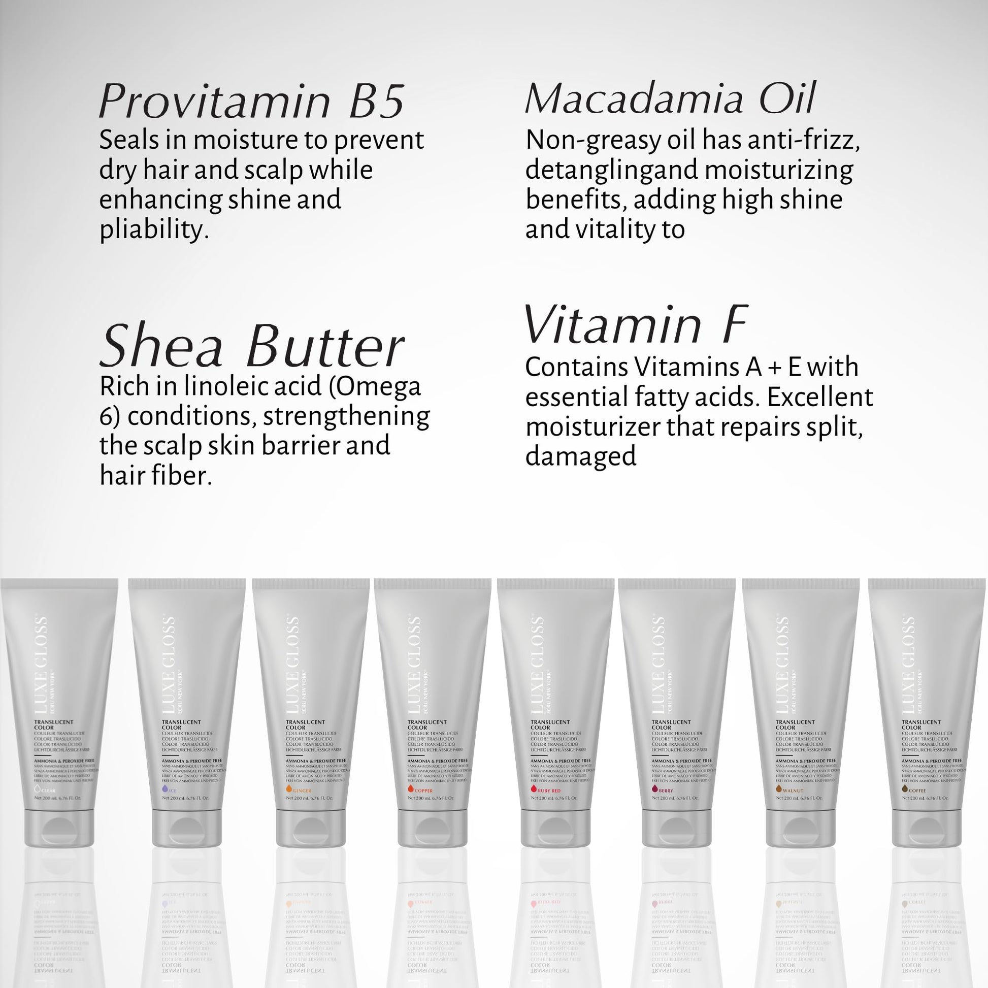 Hair salon professional gloss treatment for home use