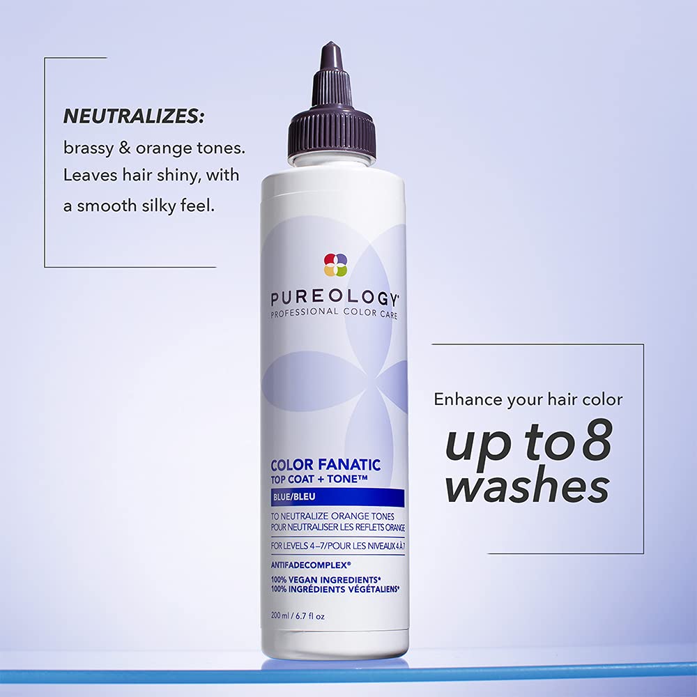 Side profile of the Pureology 6.7 Fluid Ounce toning gloss bottle