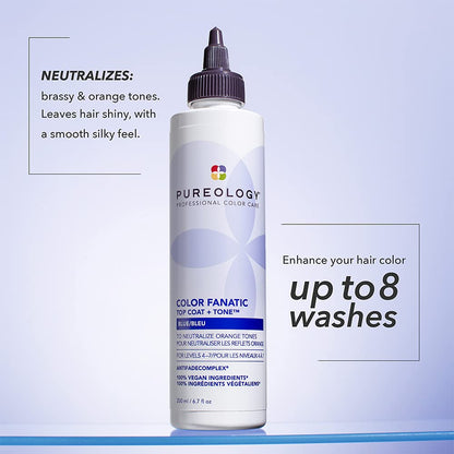 Side profile of the Pureology 6.7 Fluid Ounce toning gloss bottle