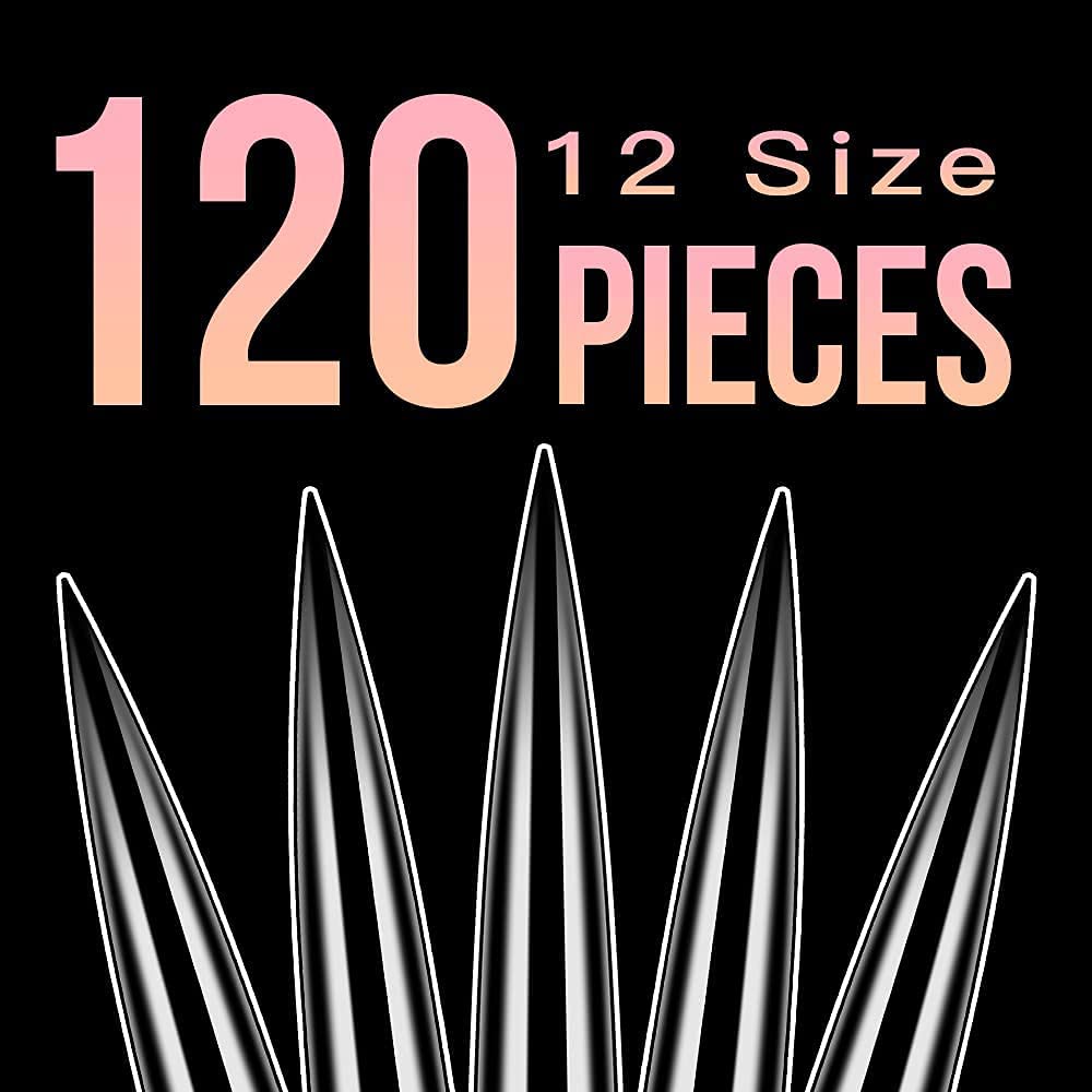 Full set of 120 clear acrylic nail tips in varying sizes