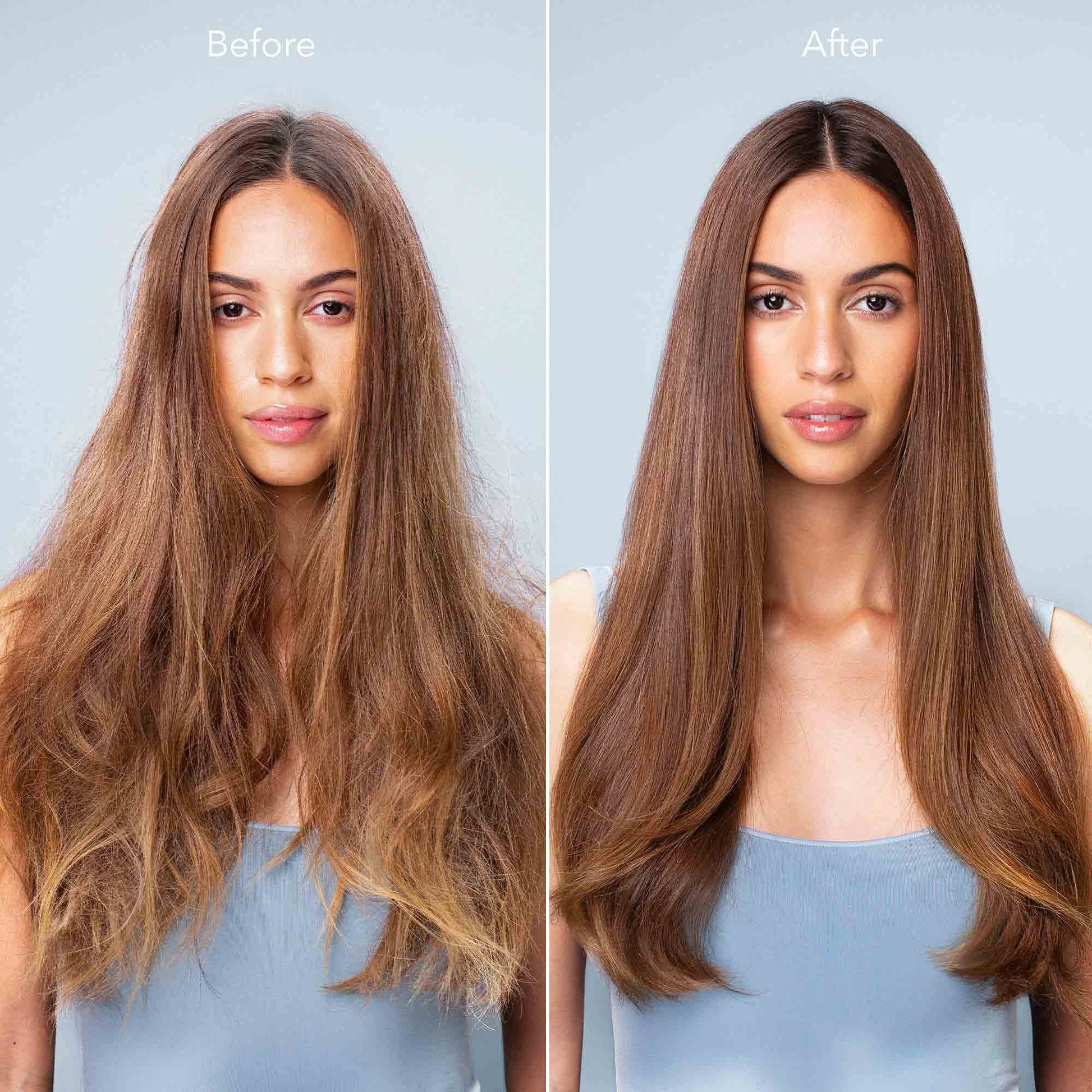 Educational graphic showing blue toning results for brunette hair