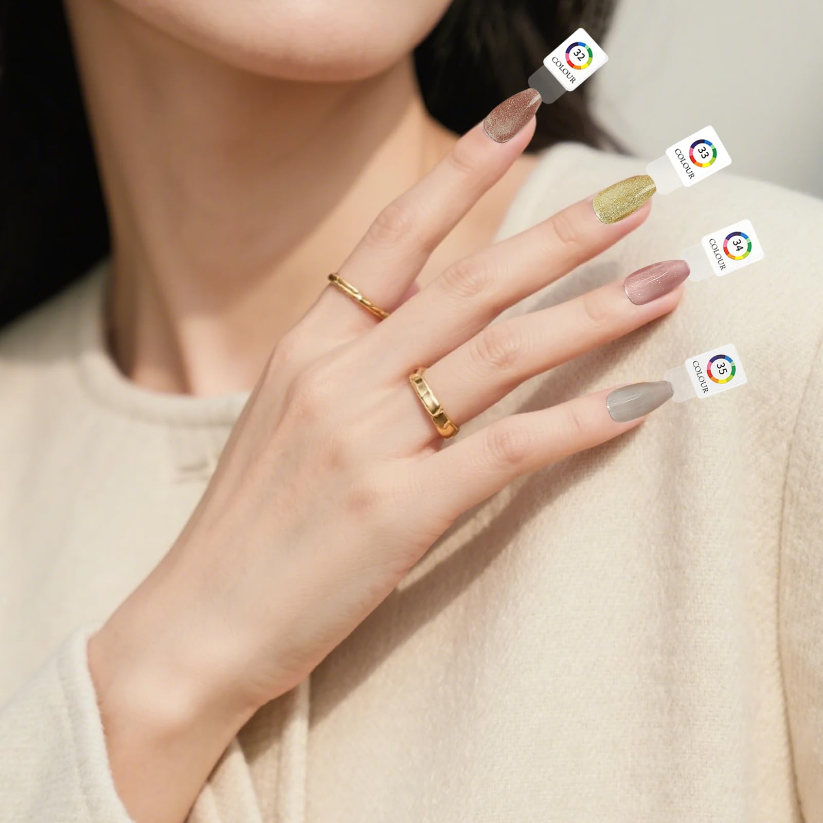 Close up of magnetic nail tips inside C12rtive display book