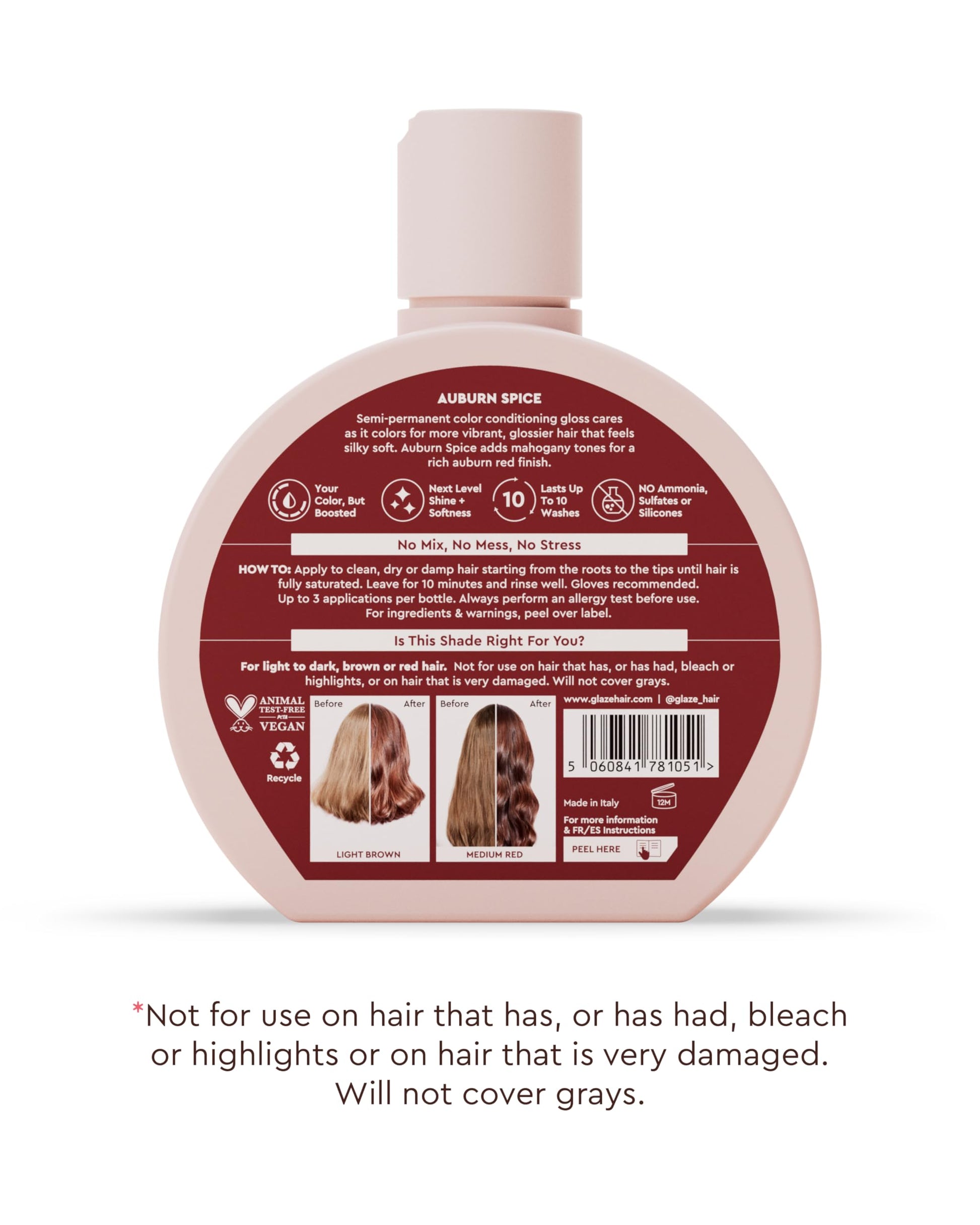 Instructions graphic for Glaze conditioning hair gloss application