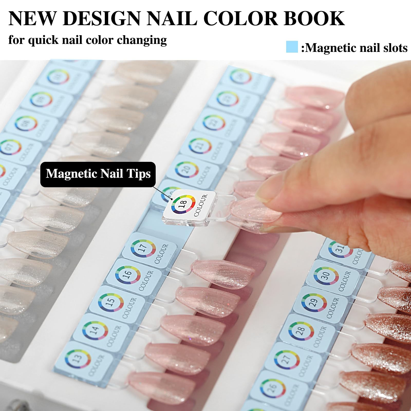 C12rtive nail color book showing organized gel polish swatches