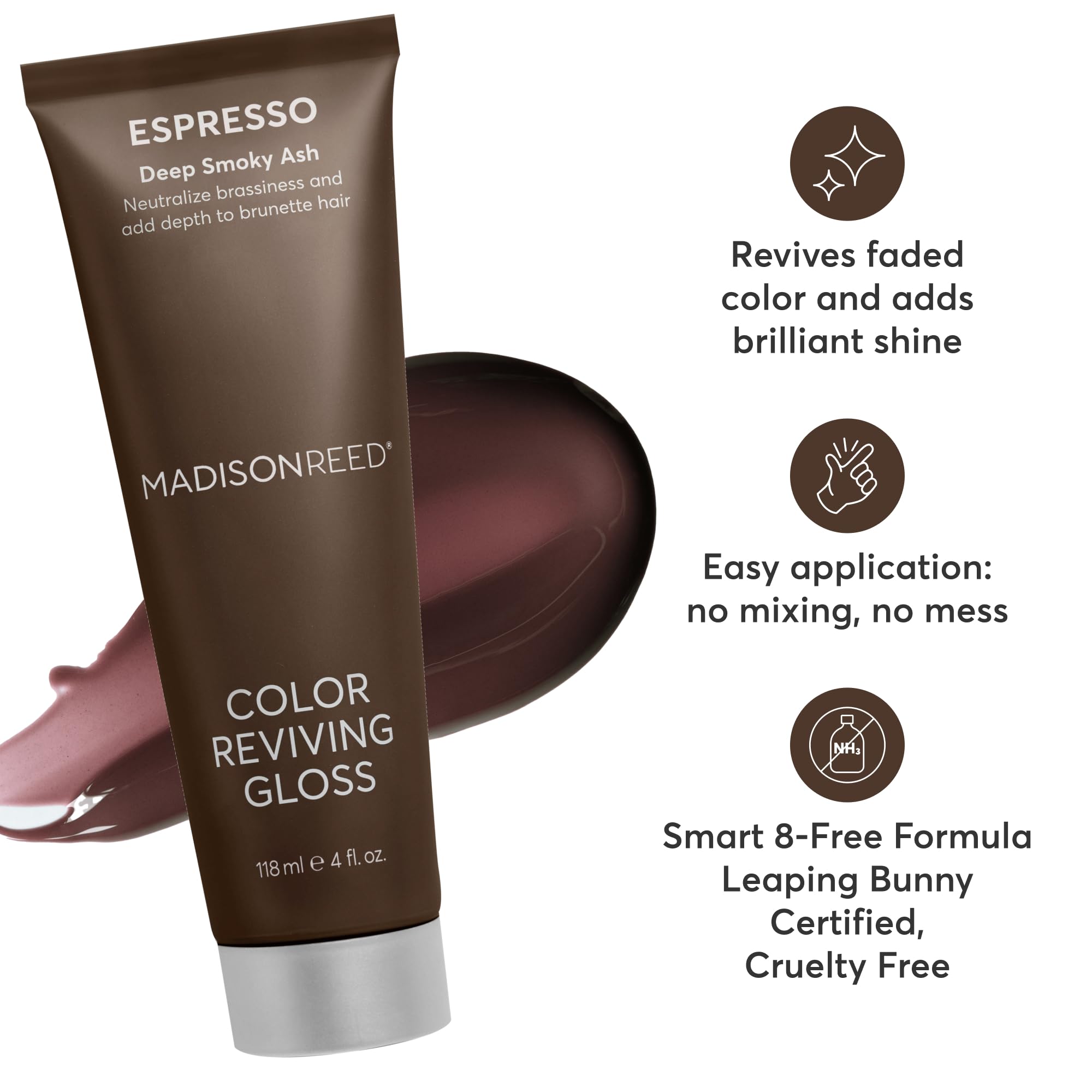Madison Reed Espresso gloss swatch for brunette hair