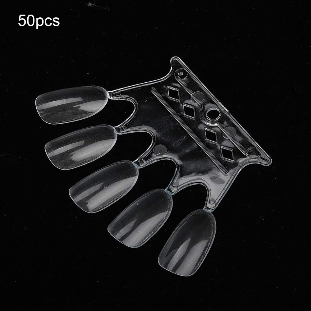 Fan shaped nail polish display sticks with metal ring