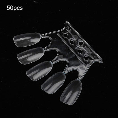 Fan shaped nail polish display sticks with metal ring