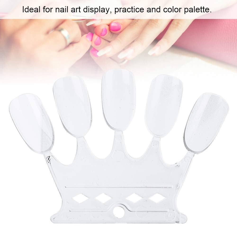 Close up of clear plastic nail tips for color testing