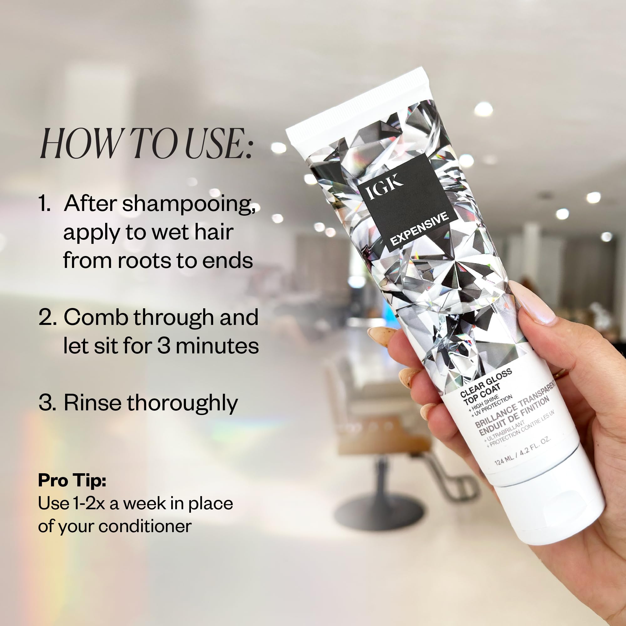 IGK hair gloss product packaging details