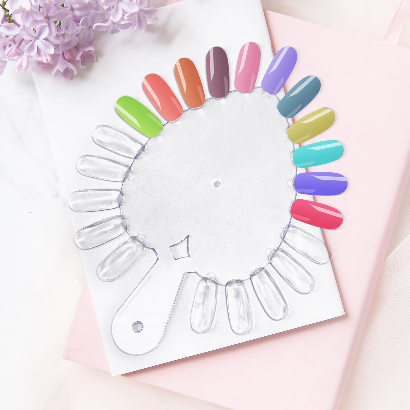 White heart shaped nail swatch wheels for manicure salon