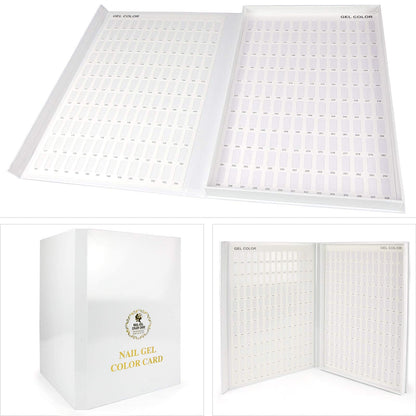 Professional nail technician using Eyxformula swatch book for color selection
