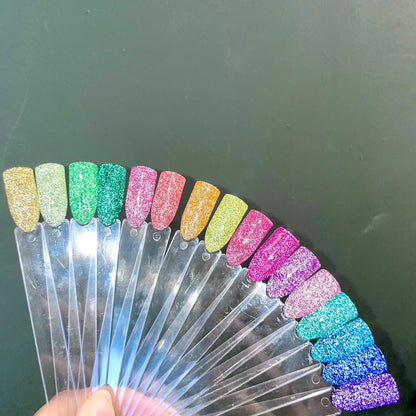 Fan shaped arrangement of clear nail sample sticks