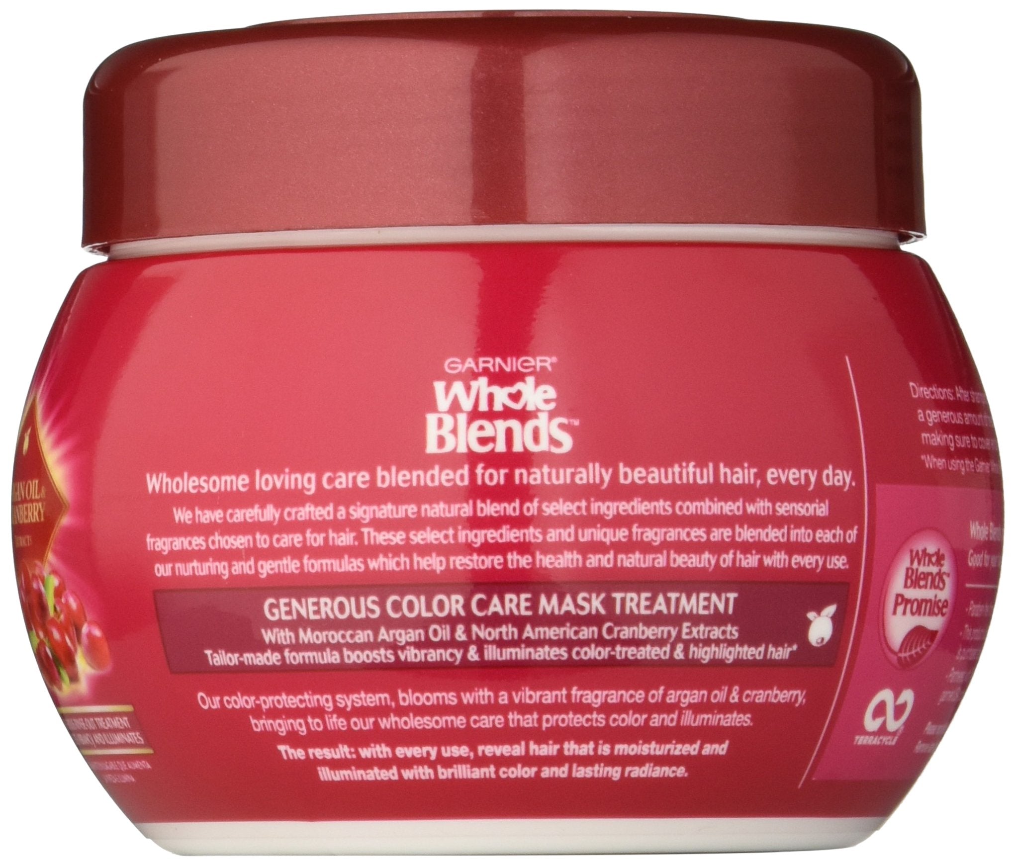 Back label view of Garnier color protection hair treatment with usage instructions