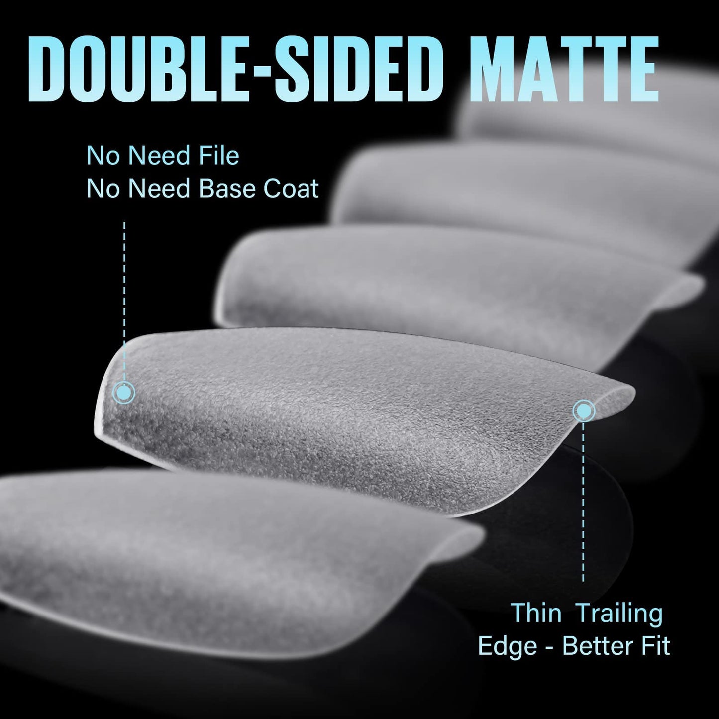 Tomicca coffin shaped press on nails showing matte finish
