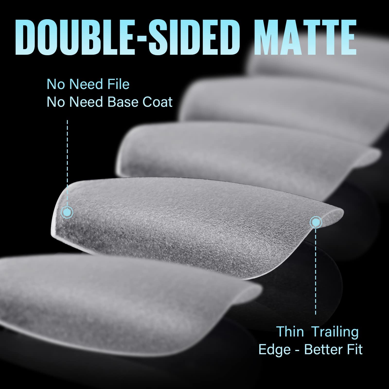 Tomicca coffin shaped press on nails showing matte finish