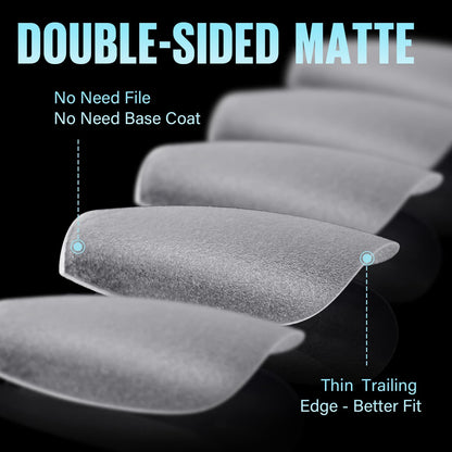 Tomicca coffin shaped press on nails showing matte finish