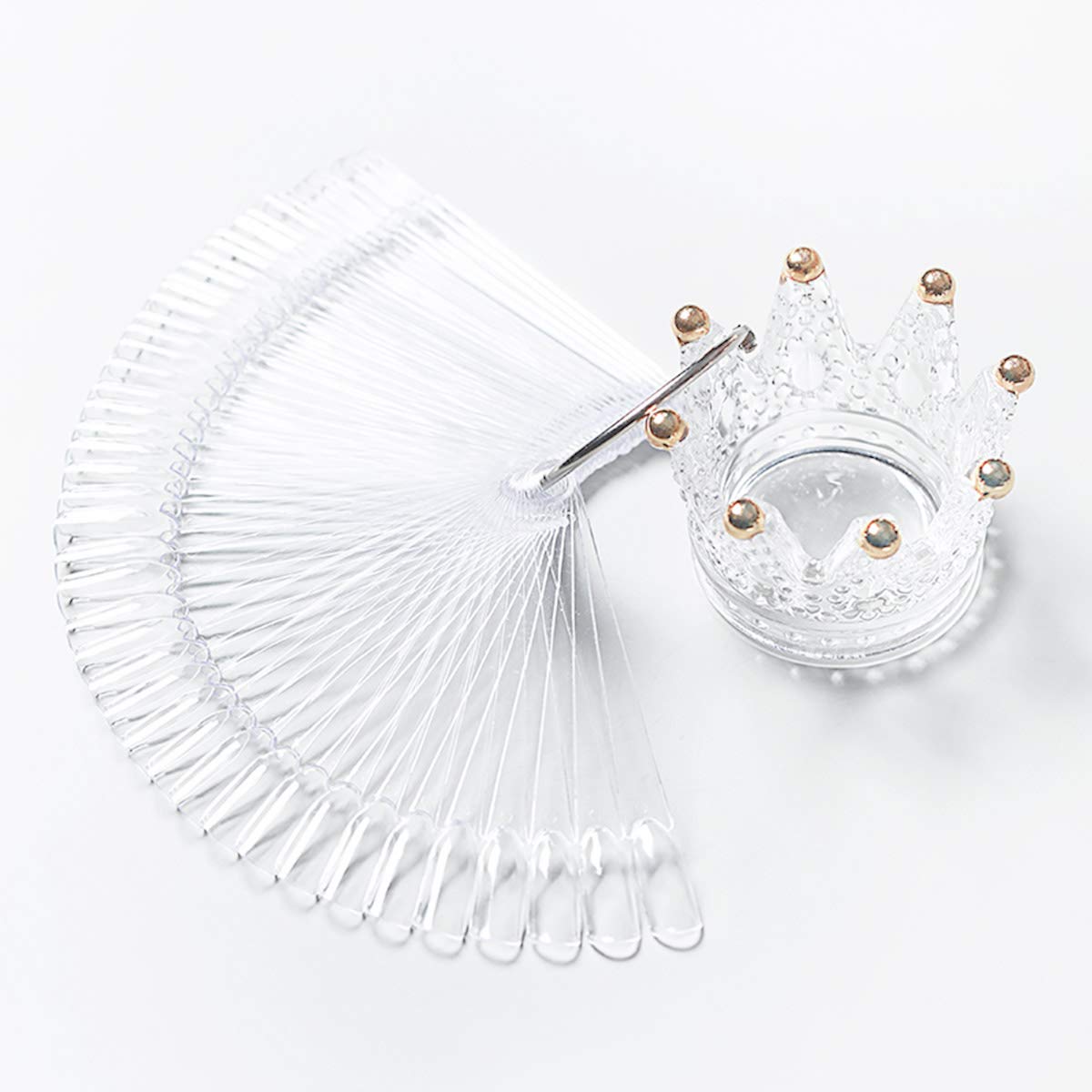 Transparent fan shaped nail practice sticks for polish display