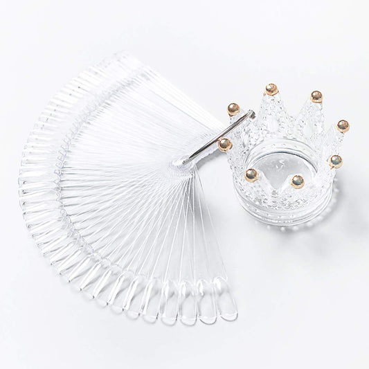 Transparent fan shaped nail practice sticks for polish display