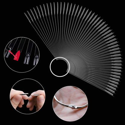 Durable plastic nail art display sticks with metal screw ring holder