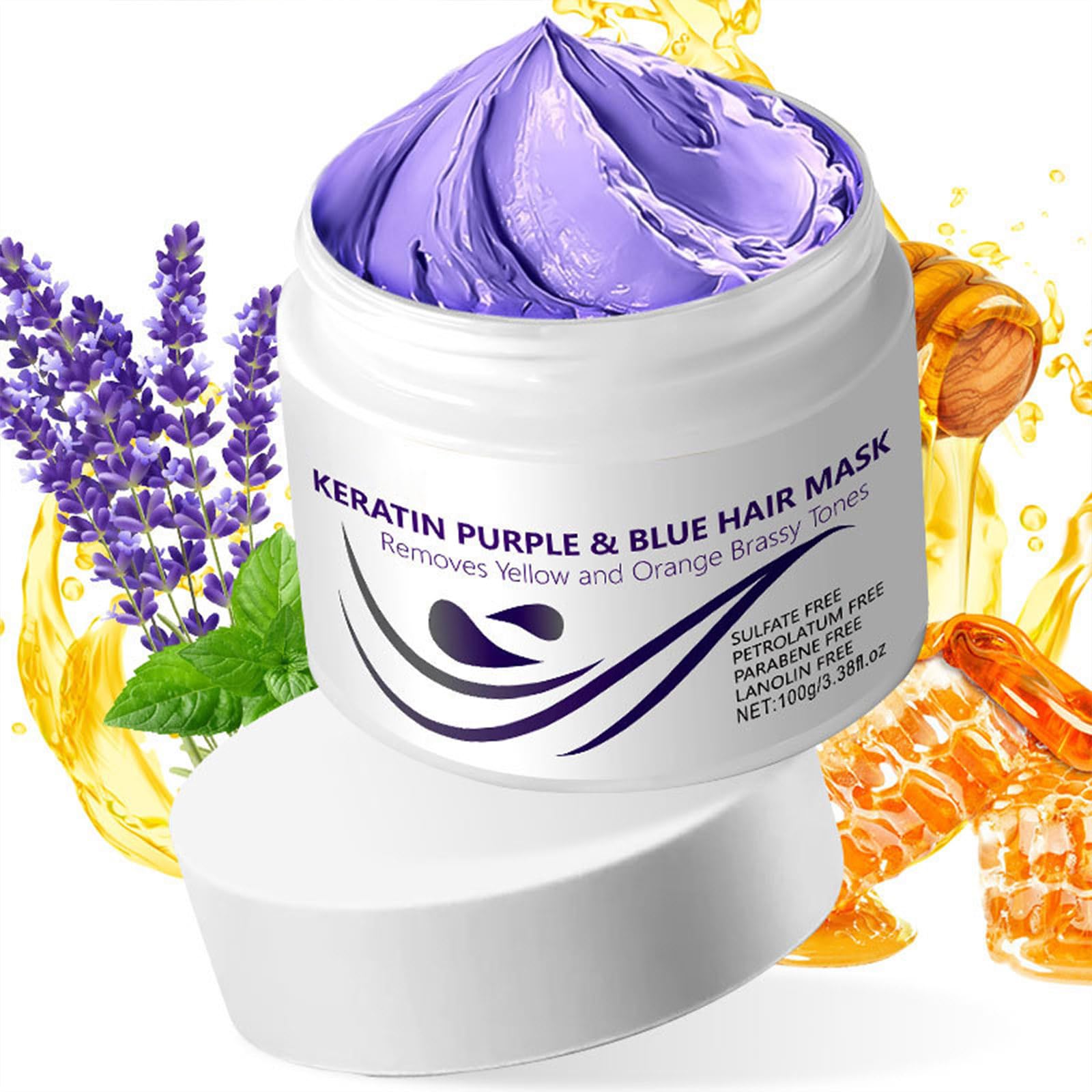 Rozino brass neutralizing deep conditioning mask showing creamy texture for silver and gray hair treatment