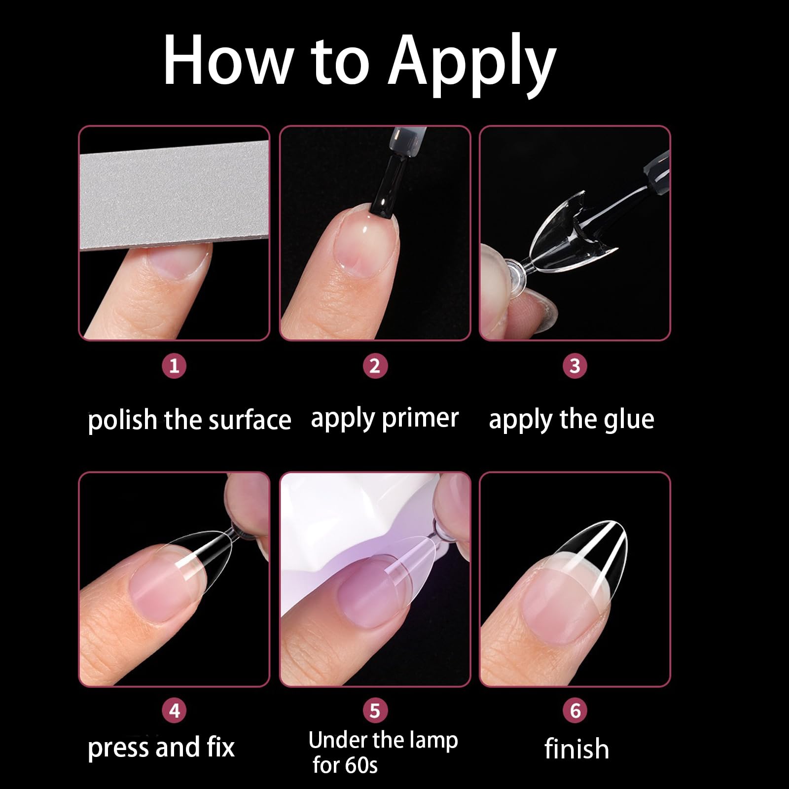 Close up of extra short pre-shaped French nail tips