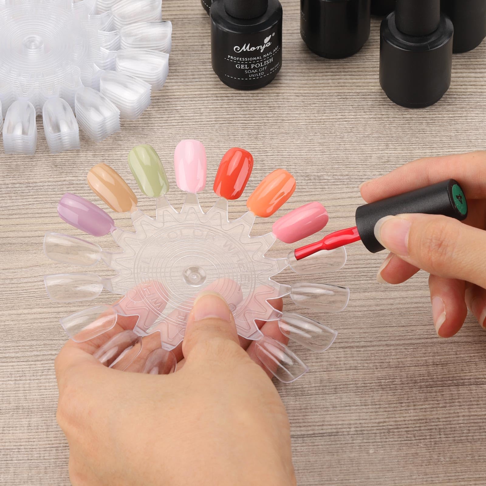Tbestmax nail polish color sample swatches laid out on table