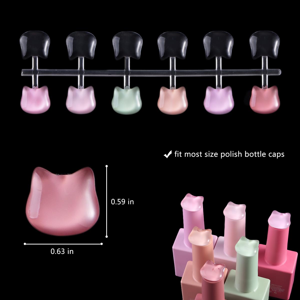 Clear acrylic nail art color display tips