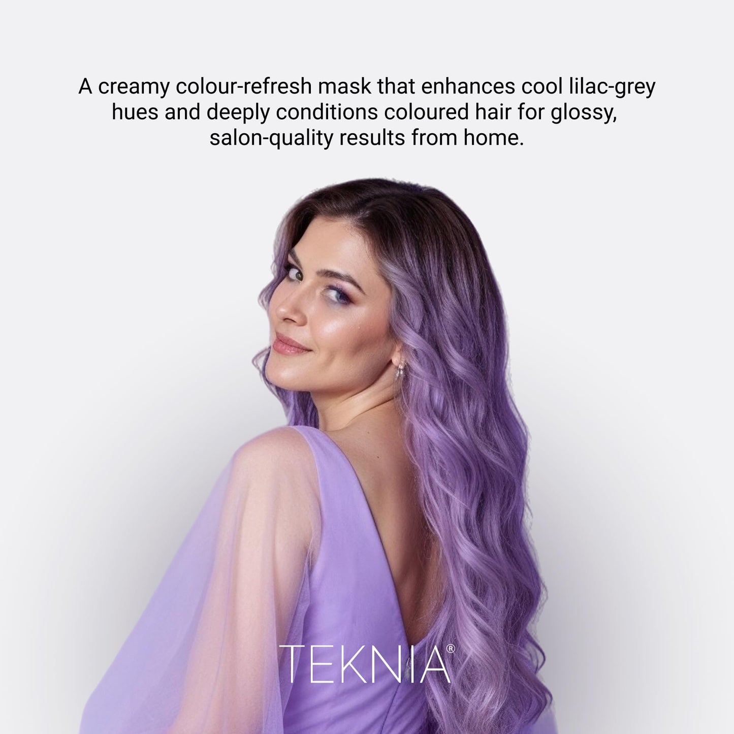 Side view of LakmÃ© Teknia 8.5 Fluid Ounce bottle highlighting the clean haircare benefits