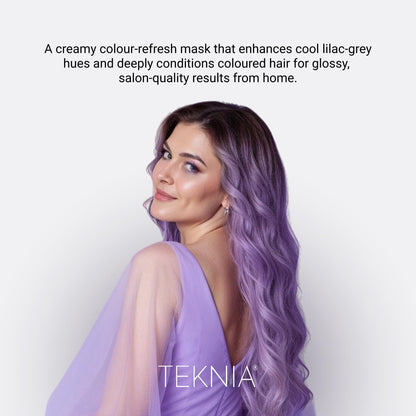 Side view of LakmÃ© Teknia 8.5 Fluid Ounce bottle highlighting the clean haircare benefits