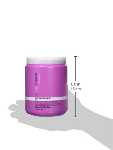 Close up view of the authentic Inebrya Ice Cream No Yellow Mask imported for professional color correcting hair care.