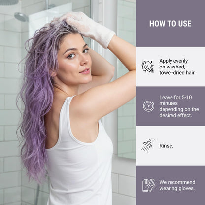 LakmÃ© Teknia violet gray temporary tone mask bottle perfect for repairing bleached hair strands
