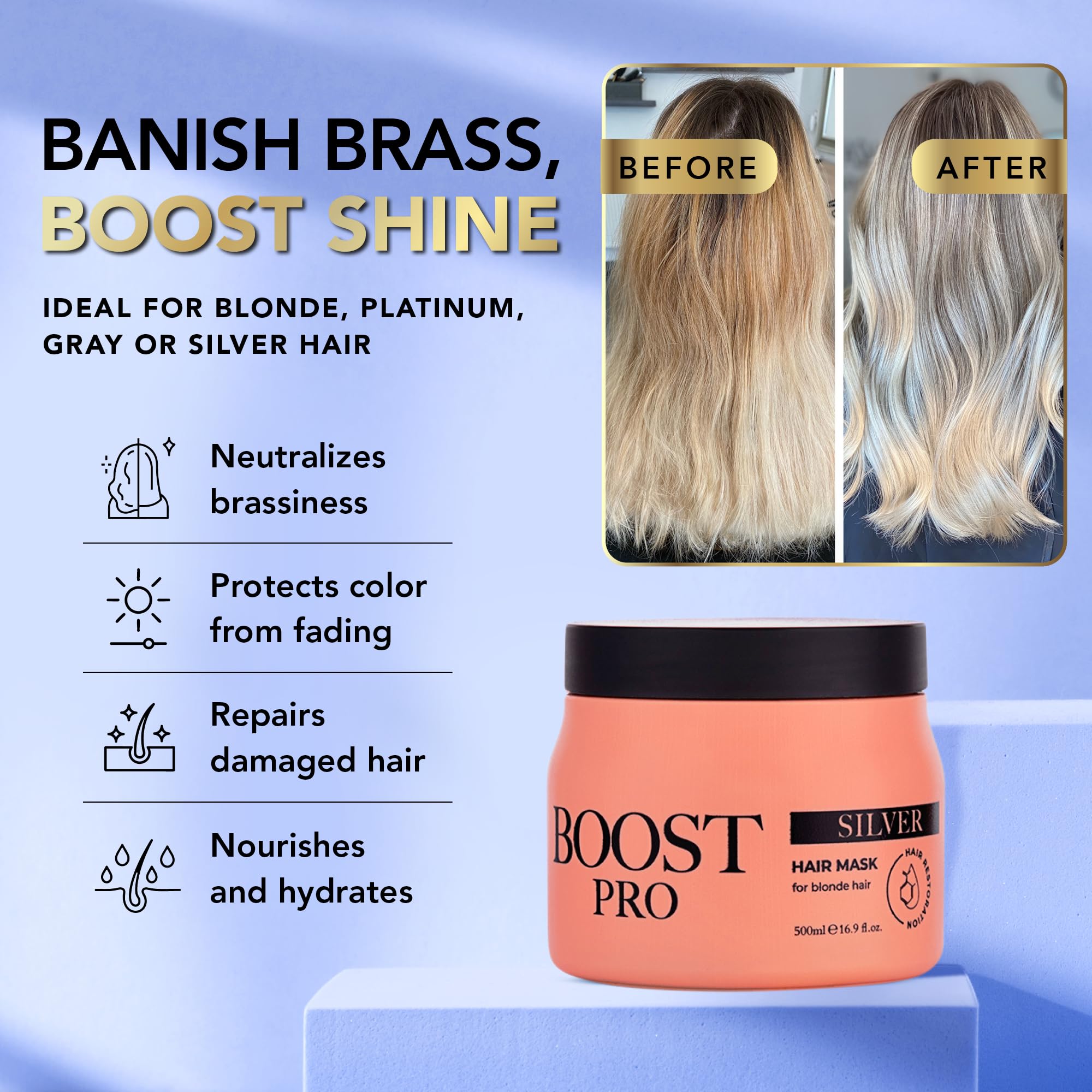 Natures Plus Boost Pro anti brass purple treatment jar texture close up