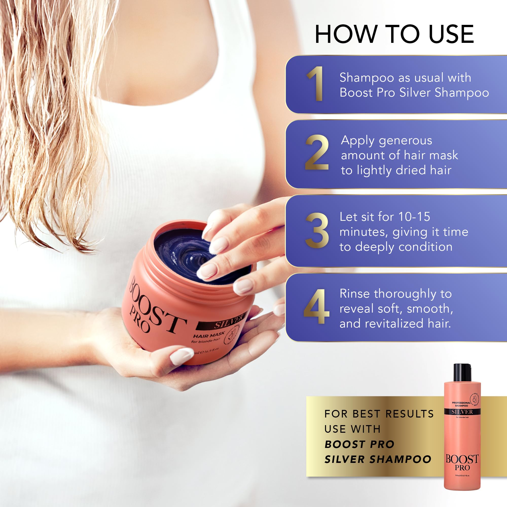 Boost Pro hair mask packaging highlighting salt free formula text