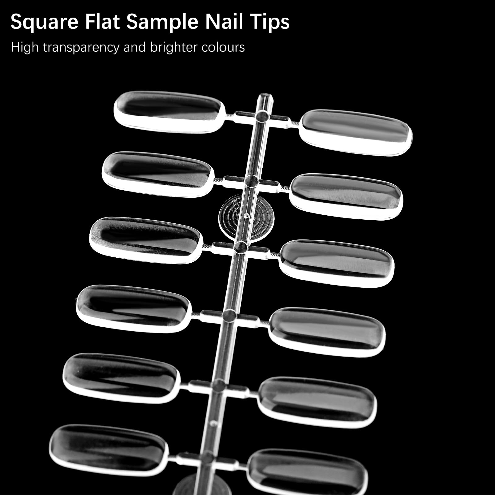 Flat square nail tips for swatch book organization