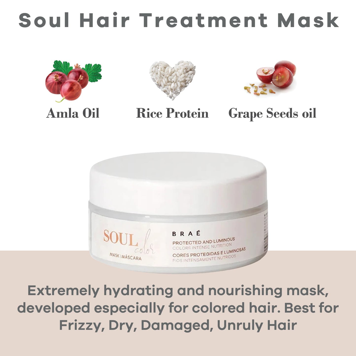 BRAÃ‰ professional color care hair mask jar on white background