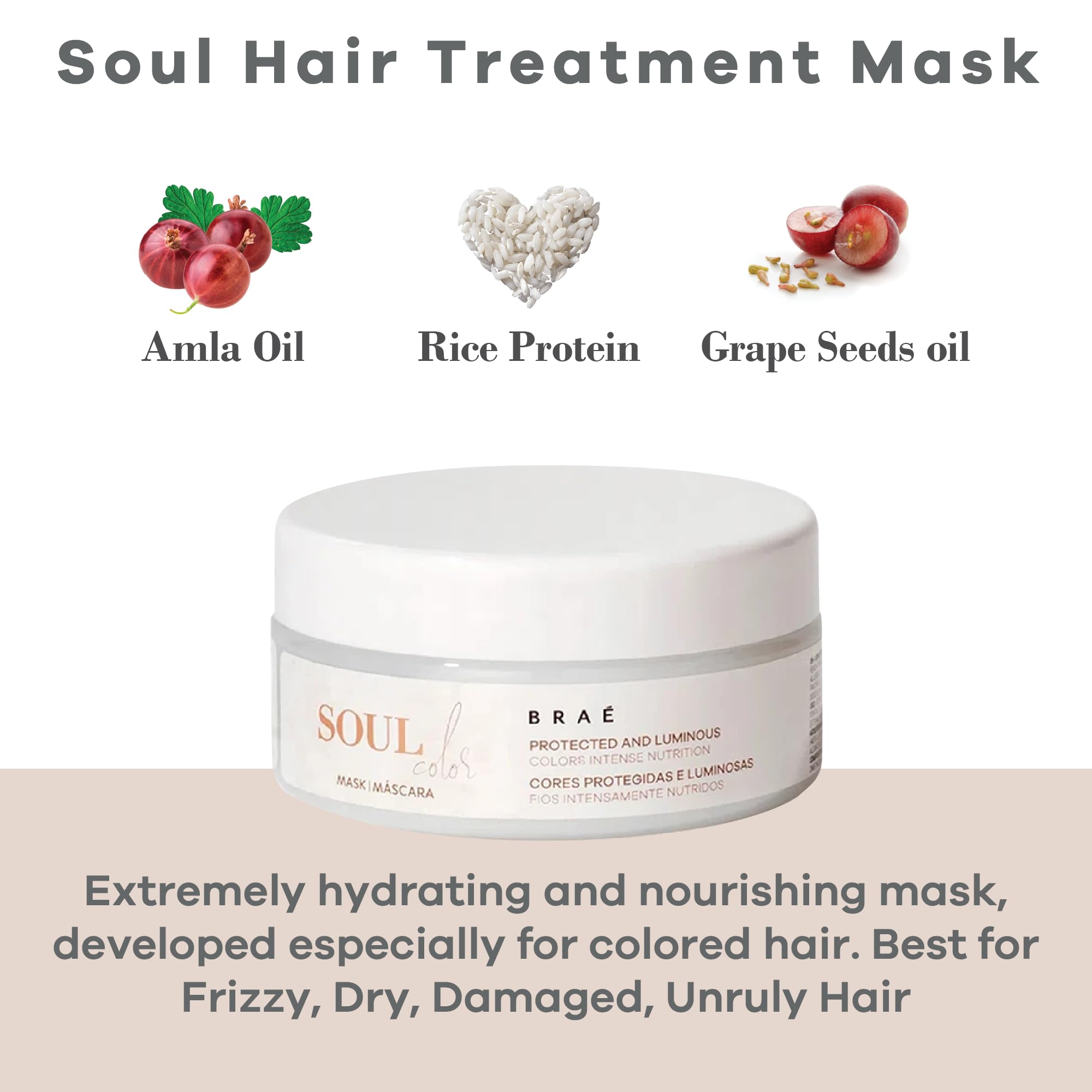 BRAÃ‰ professional color care hair mask jar on white background