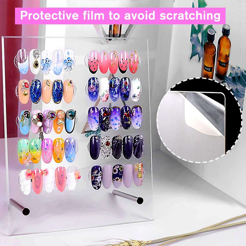 Close up of Noverlife acrylic nail color display board
