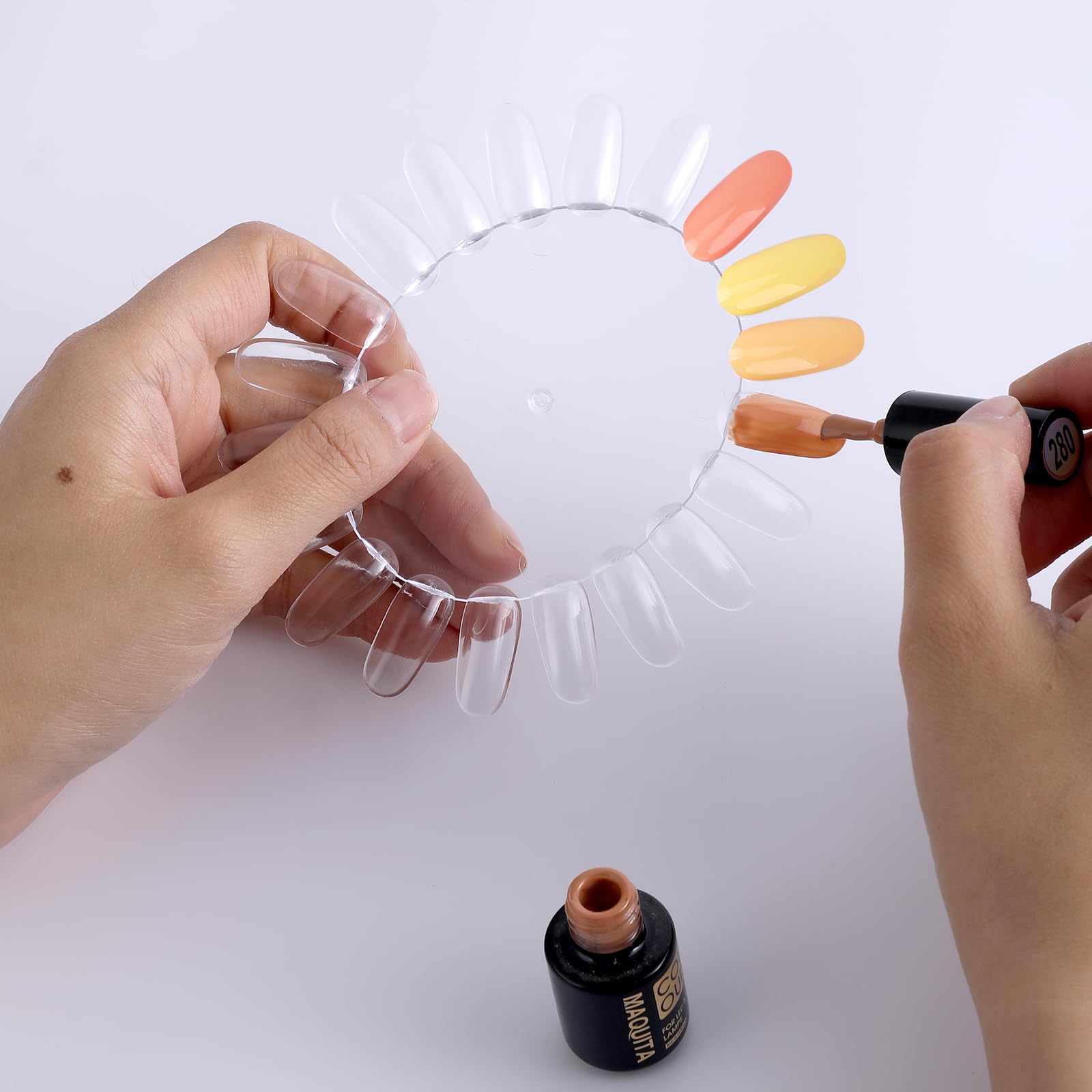 Clear nail art color tester wheels with 20 tips each