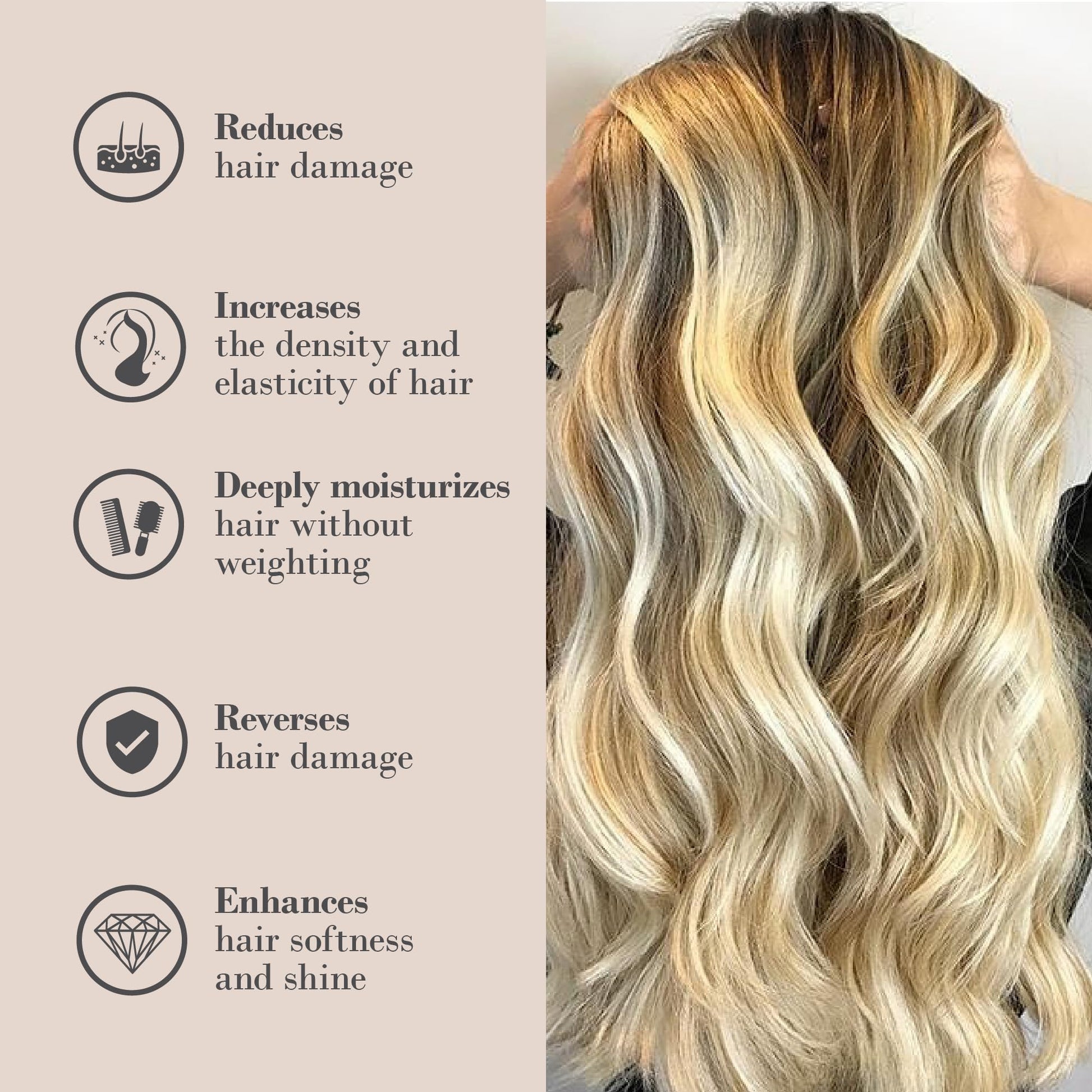 Premium USA imported keratin and collagen hair mask texture view