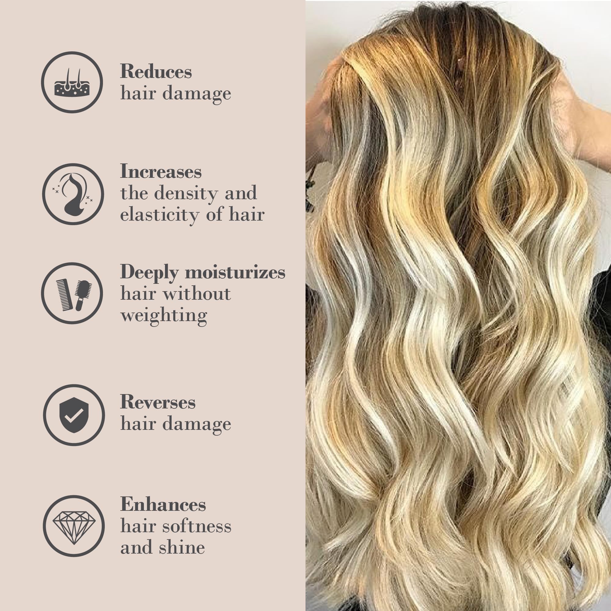 Premium USA imported keratin and collagen hair mask texture view