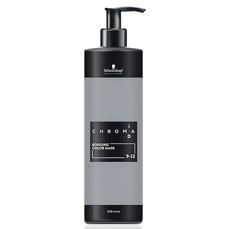 Side angle of the 500 milliliter extra light blonde cendre ash color refreshing mask bottle displaying the product usage and bonding technology details.