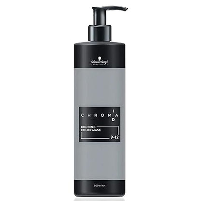 Side angle of the 500 milliliter extra light blonde cendre ash color refreshing mask bottle displaying the product usage and bonding technology details.