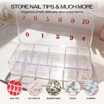 Beauticom organizer box showing red number labels 0 to 10