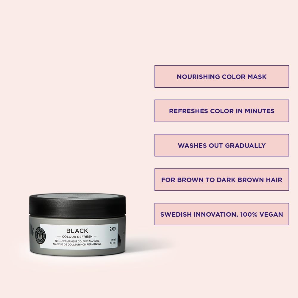 Maria Nila semi permanent black hair mask jar open showing pigment
