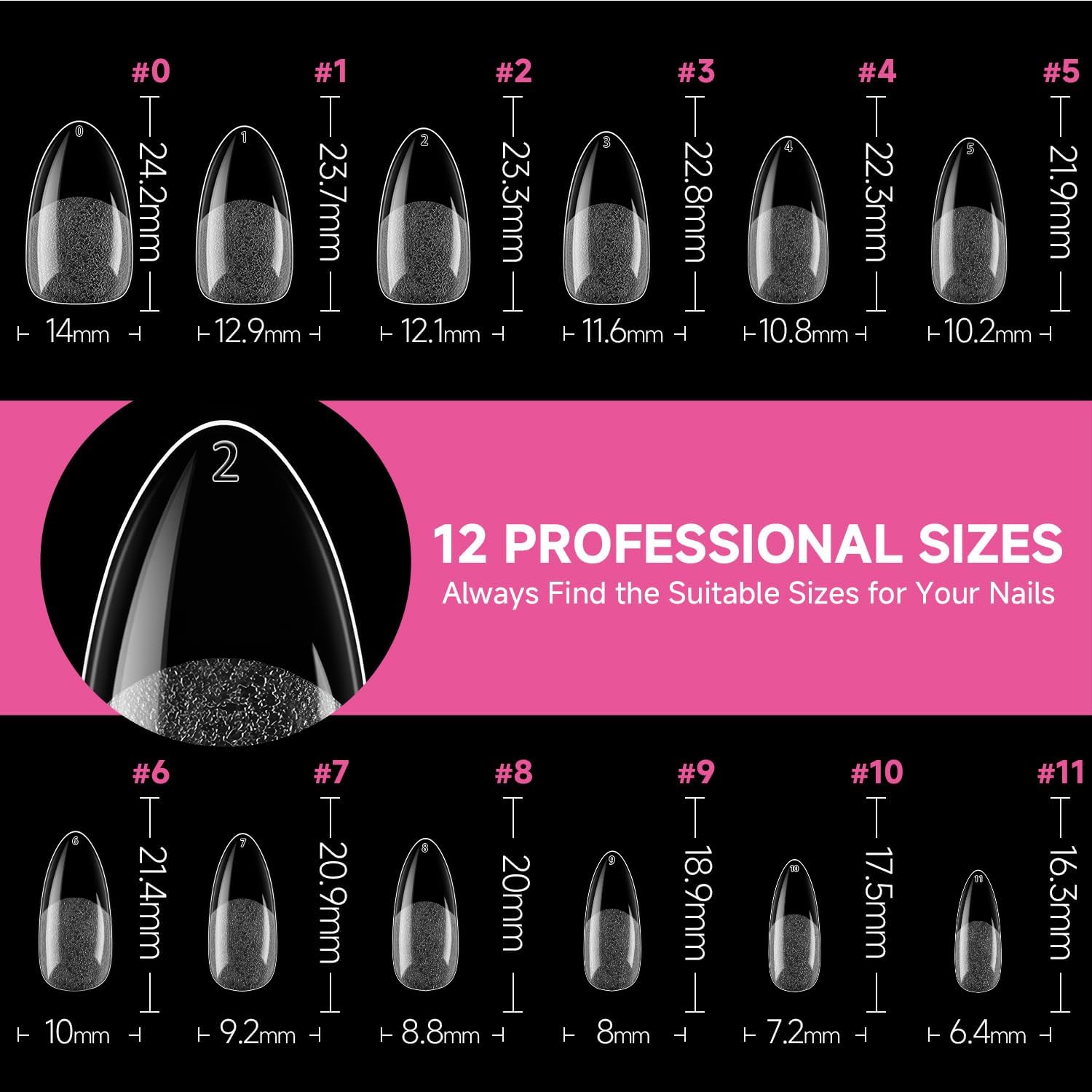 Model showing finished manicure with Una Gella medium pointed almond tips