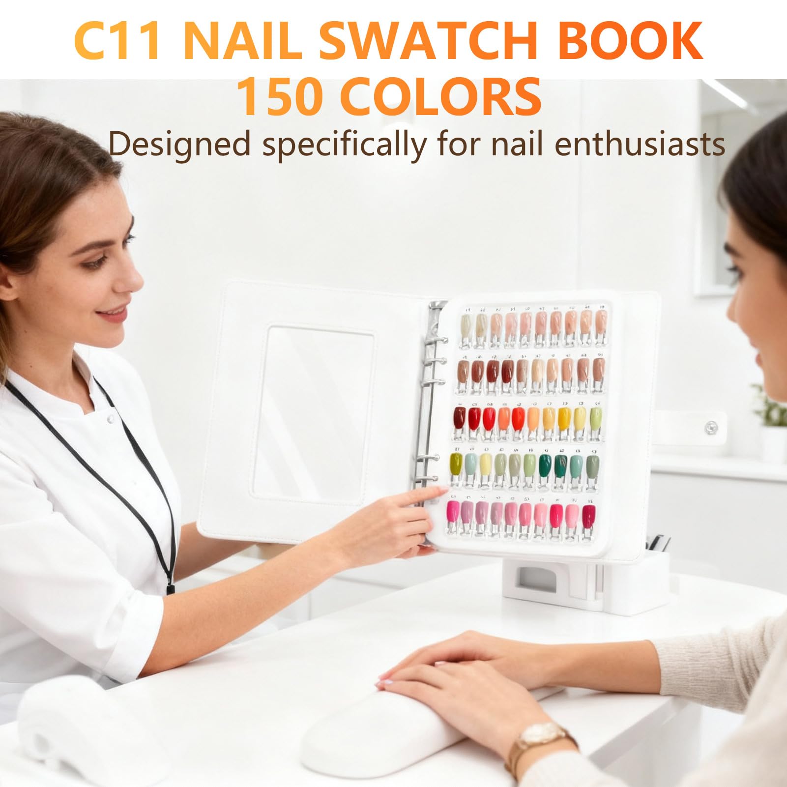Open IÂ·BÂ·N G nail polish display book with numbered slots