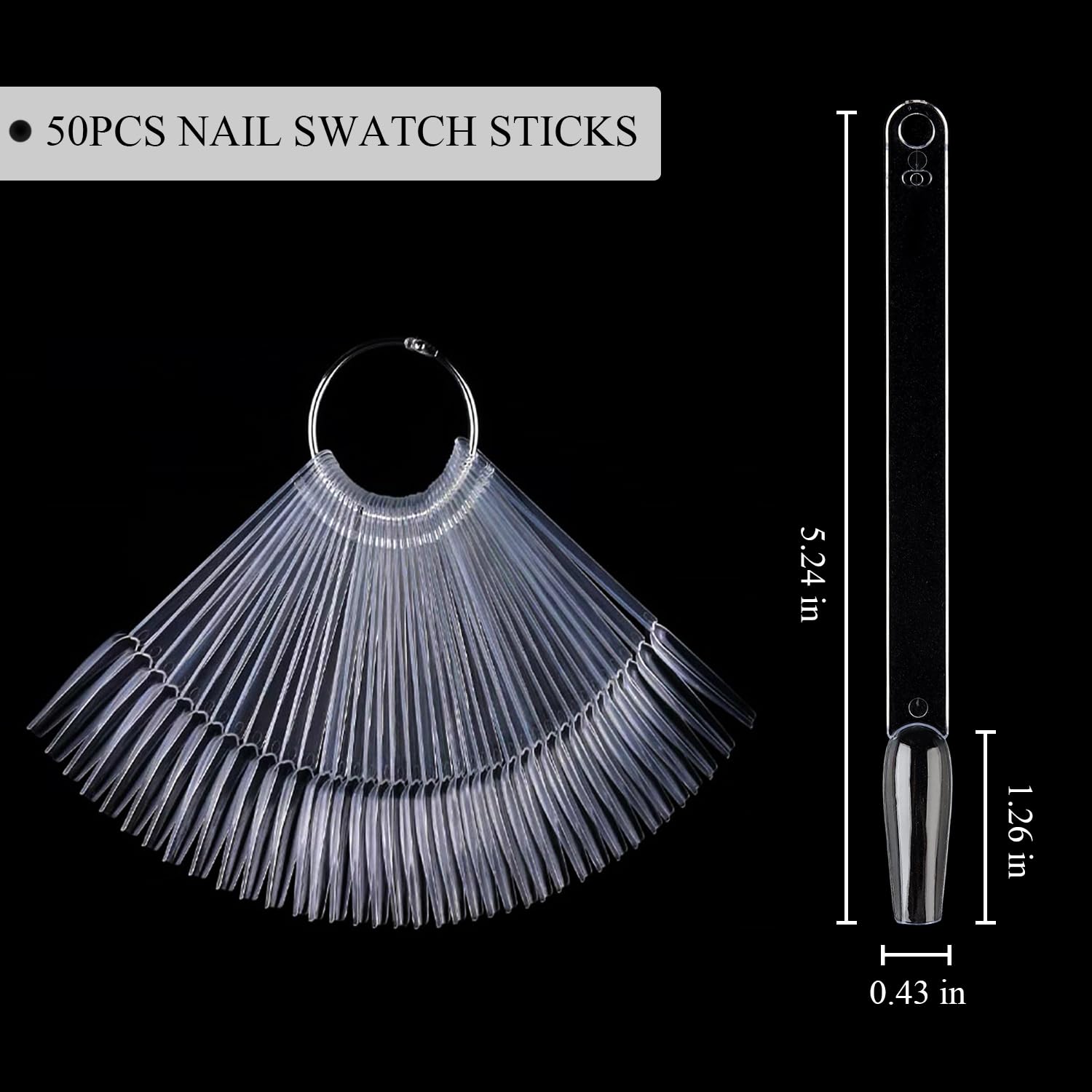 Close up of oval nail sample swatches for gel polish display