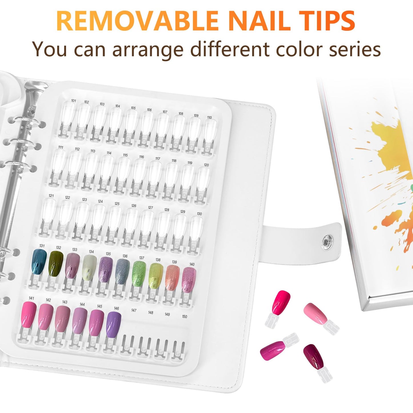 Professional nail technician using IÂ·BÂ·N G color display book